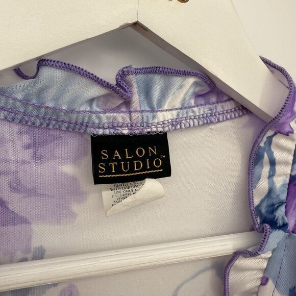 Salon Studio Y2k Purple Floral Tie Front Top Size XL Pajama - Picture 4 of 7